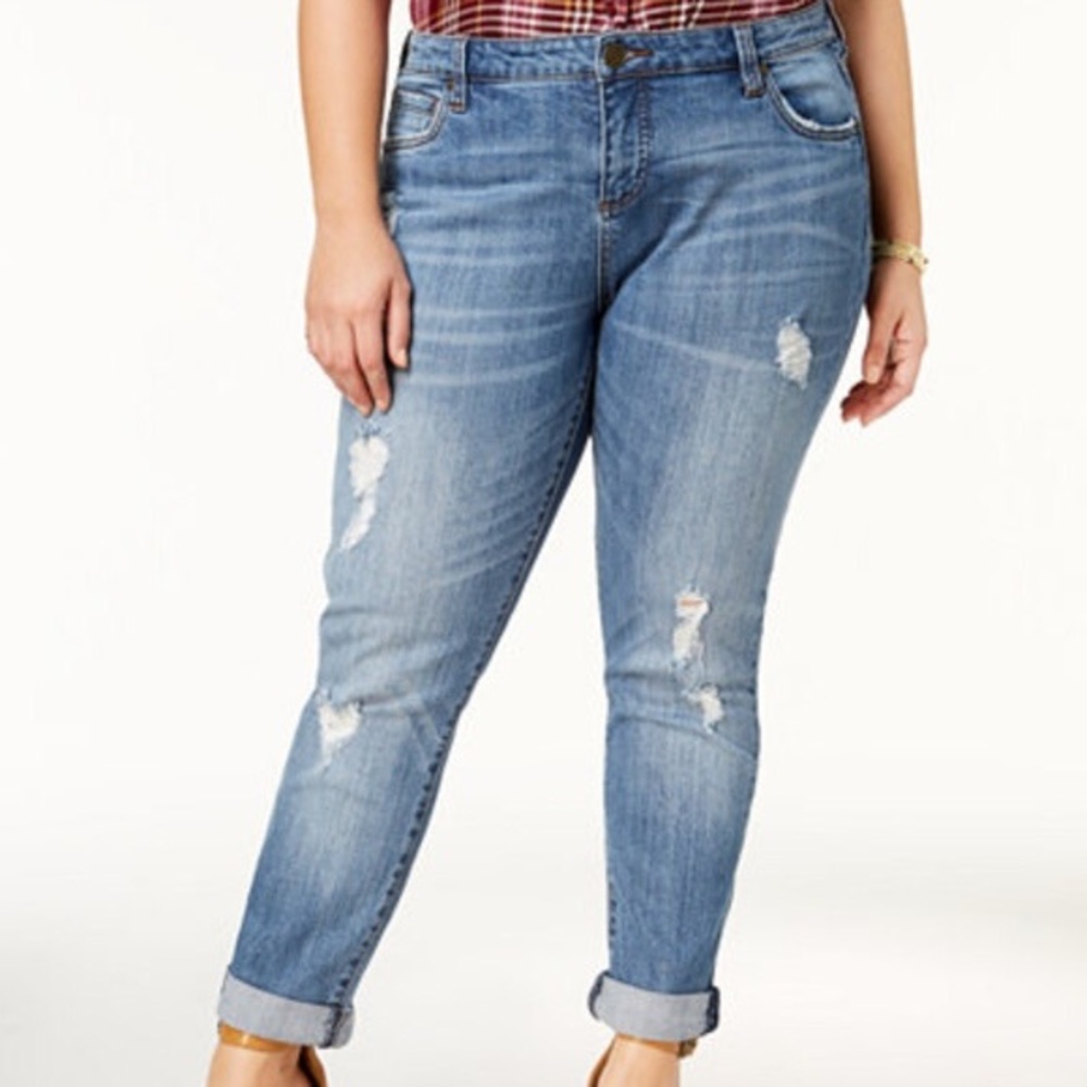 New Kut Bardot Cropped Skinny Boyfriend Jeans 24W - Picture 1 of 8
